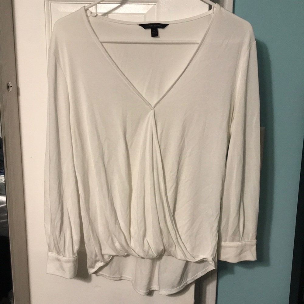 Banana Republic White Front-Clasp Wrap Shirt